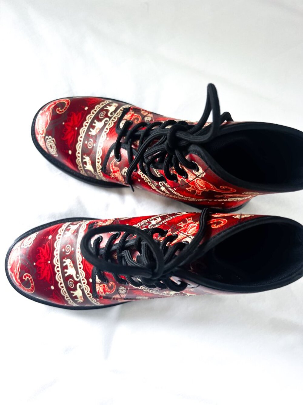 Mandela Elephant Lotus Print Boho Chunky Boots Size 8 - Picture 8 of 10